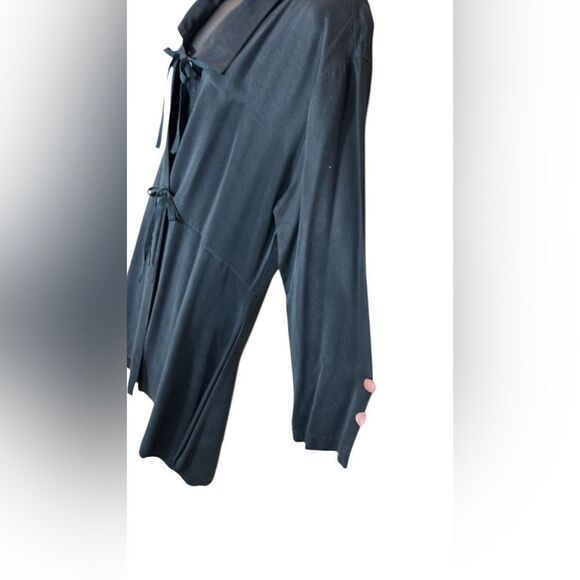 Bryn walker women’s medium long line black tie front cardigan elevated basic - Picture 2 of 7